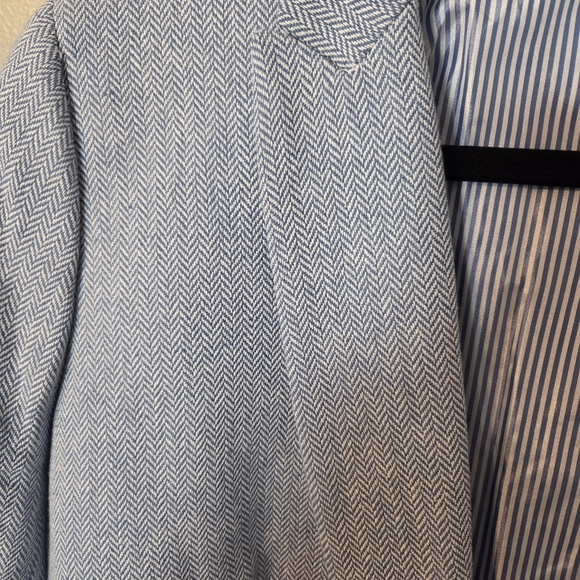 J. Crew Womens Re-Imagined Blue Herringbone Preppy Linen-Cotton Blazer Sz 16 - Picture 4 of 11